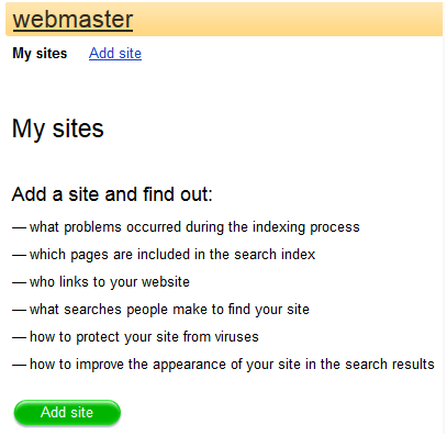 add site on yandex