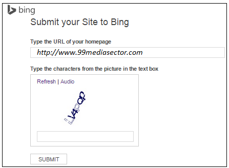 submit site on bing withour registration