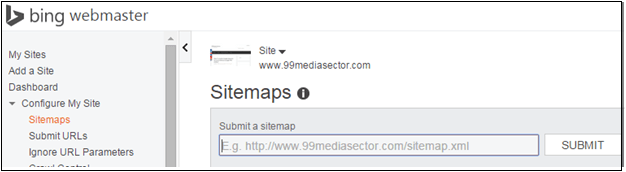 submit sitemap in bing