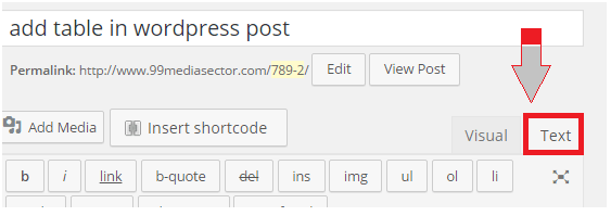 add table in wordpress post