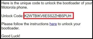 motorola bootloader unlock code