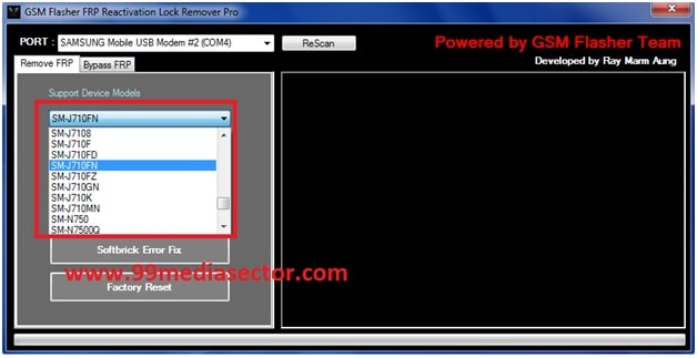 bypass FRP on Samsung by using GSM Flasher tool