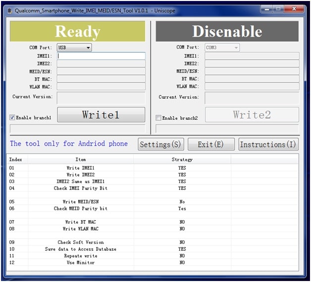 ? Download Uniscope Qualcomm Write IMEI tool