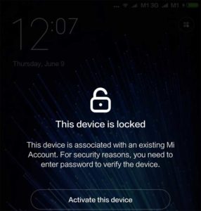 This device is associated with an existing Mi Account 