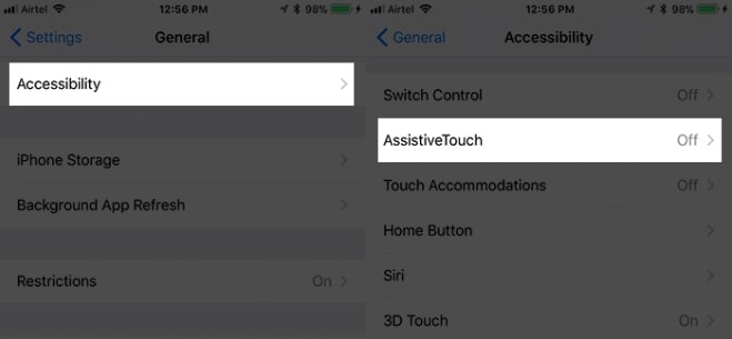 Assistive Touch option iphone x
