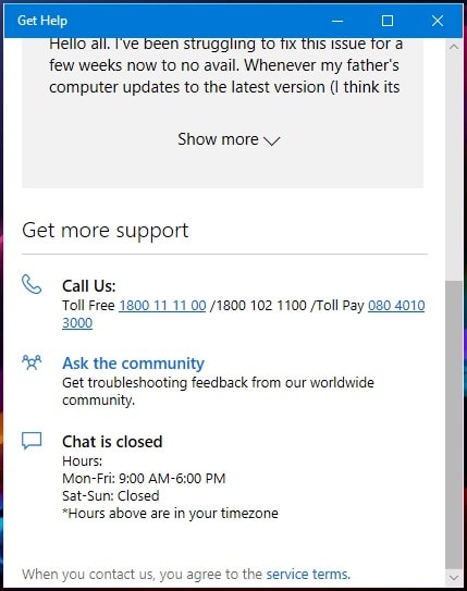 windows 10 call support