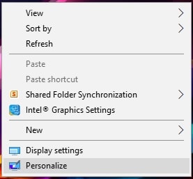 windows 10 personalize setting