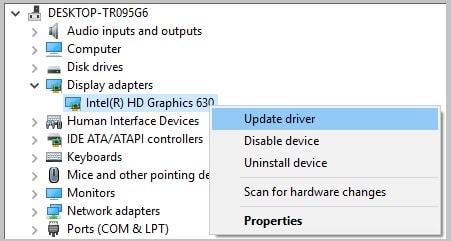indows 10 update display drivers