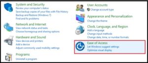 ease to access setting w10