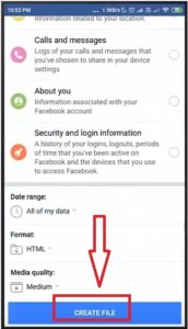 create file to recover deleted facebook messages