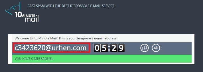 10MinuteMail free mail