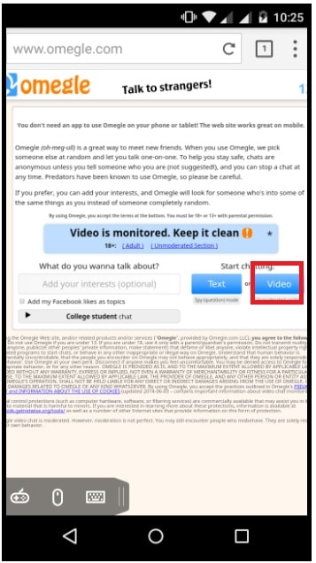 Omegle video android app