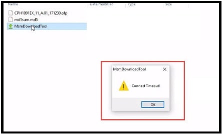 msm download tool connect timeout error