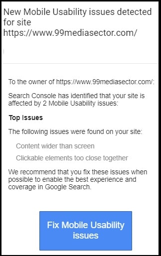 mobile usability issues detected 