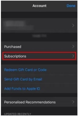 iphone subscription section
