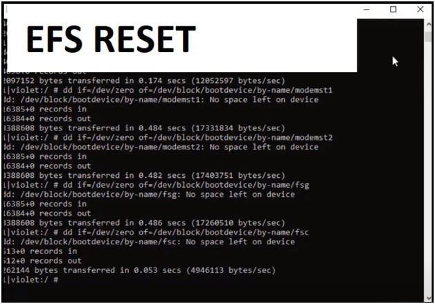 redmi note 7 pro EFS reset commands