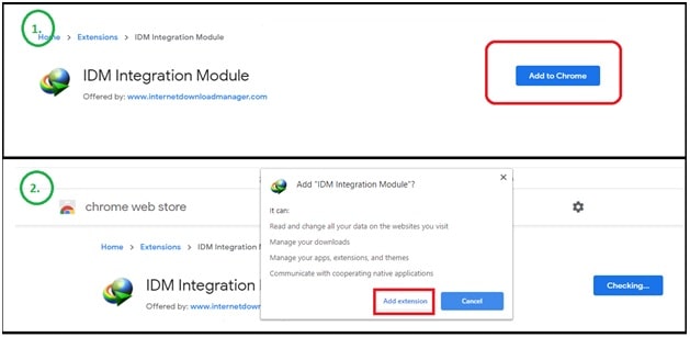 add idm extension on chrome browser
