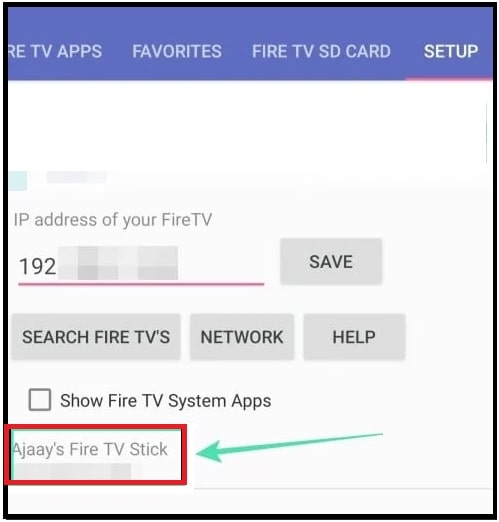 firestick device in app2fire app