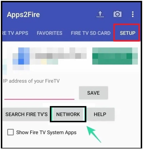 network option in app2fire app