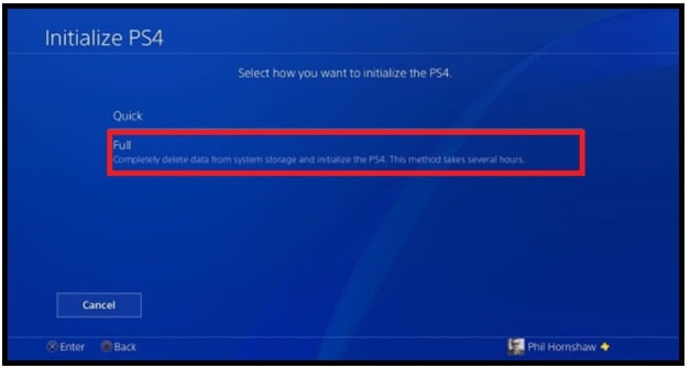 Initialization ps4 quick or full