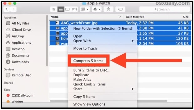 Create a Zip File on Mac