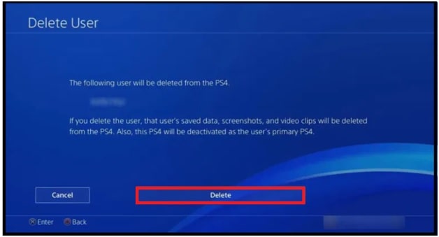delete a user on ps4
