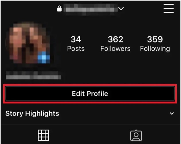 Instagram edit profile