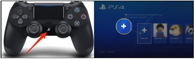 Select New user option on PlayStation