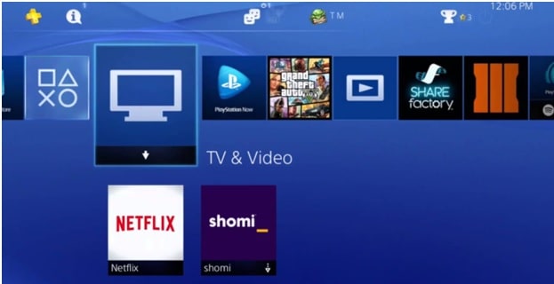 TV & Video section ps4