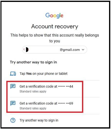2 step verification code gmail account