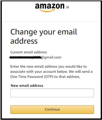 add new mail id in amazon account