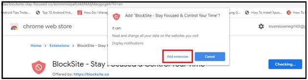 add website blocker extension on chrome