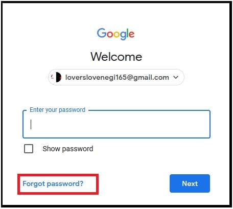forget gmail password