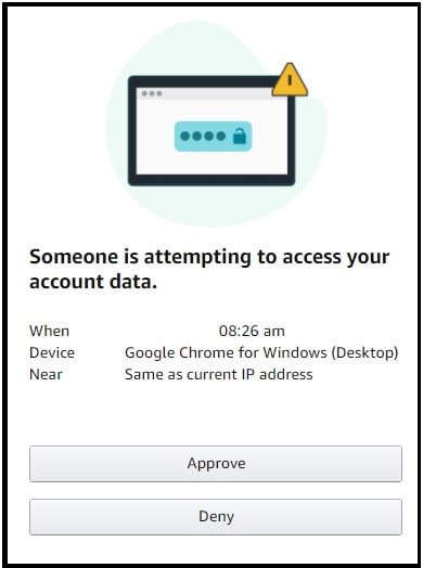 someone is attempting to access your account data amazon