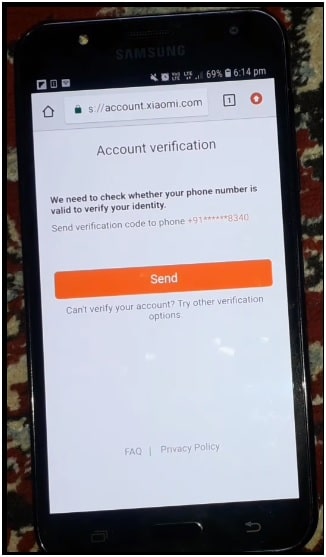 verification code for mi account recovery online