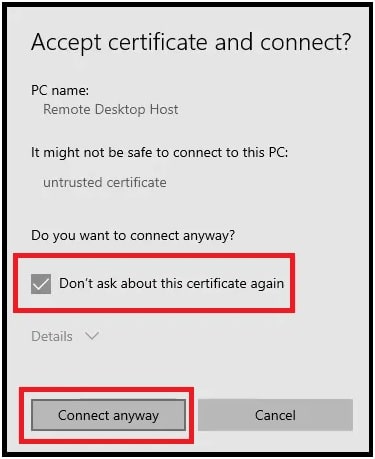 accept certificate