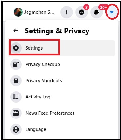 facebook settings section