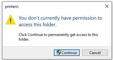 windows 10 permission to enter into folder