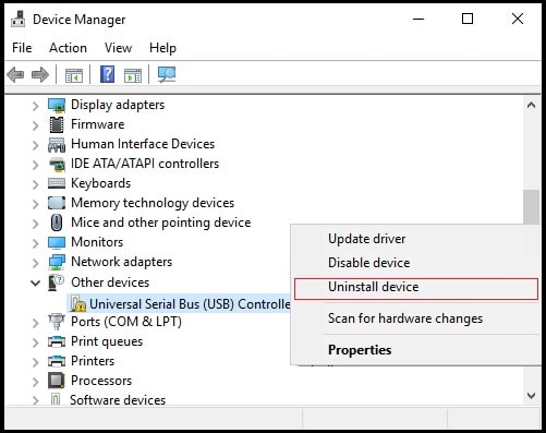 Disable USB controller driver
