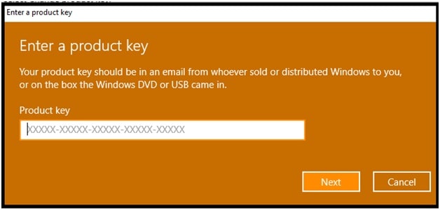 enter a product key