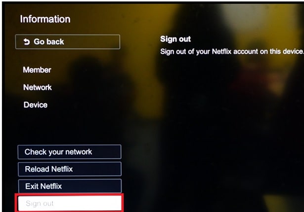 netflix sign out option in smart tv