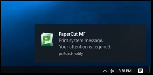 Disable Windows Print Notification PopUp Message
