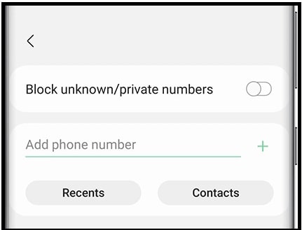add number in blacklist in Samsung mobile