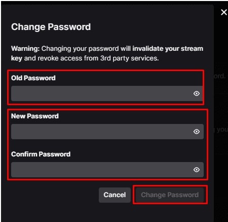 change twitch password