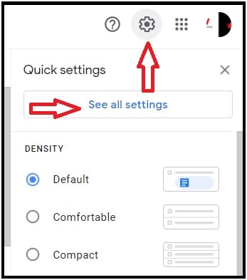 gmail settings section