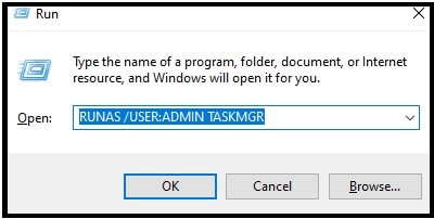 open Task manager in Admin mode via command prompt