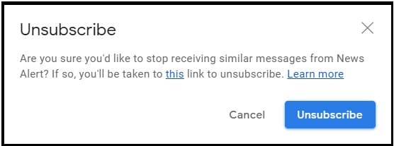 unsubscribe for receiving emails