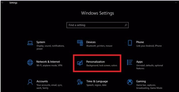 windows Personalization settings