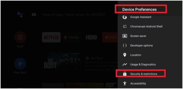 device preferences android tv