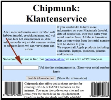 Chipmunk Klantenservice Tool to find iPhone age